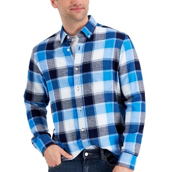 New Men's Regular-Fit Plaid Flannel Shirt SZ 2XL - Picture 1 of 3
